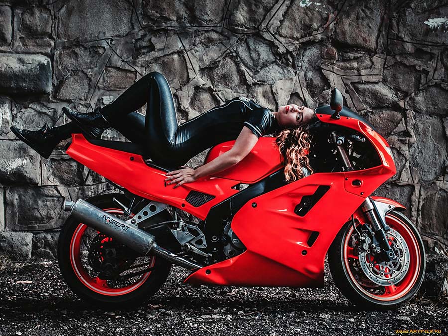 Beautiful girl Beautiful girls and motorcycles in Prague