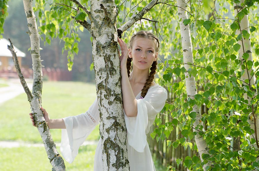 Women in Slavic costumes in Prague