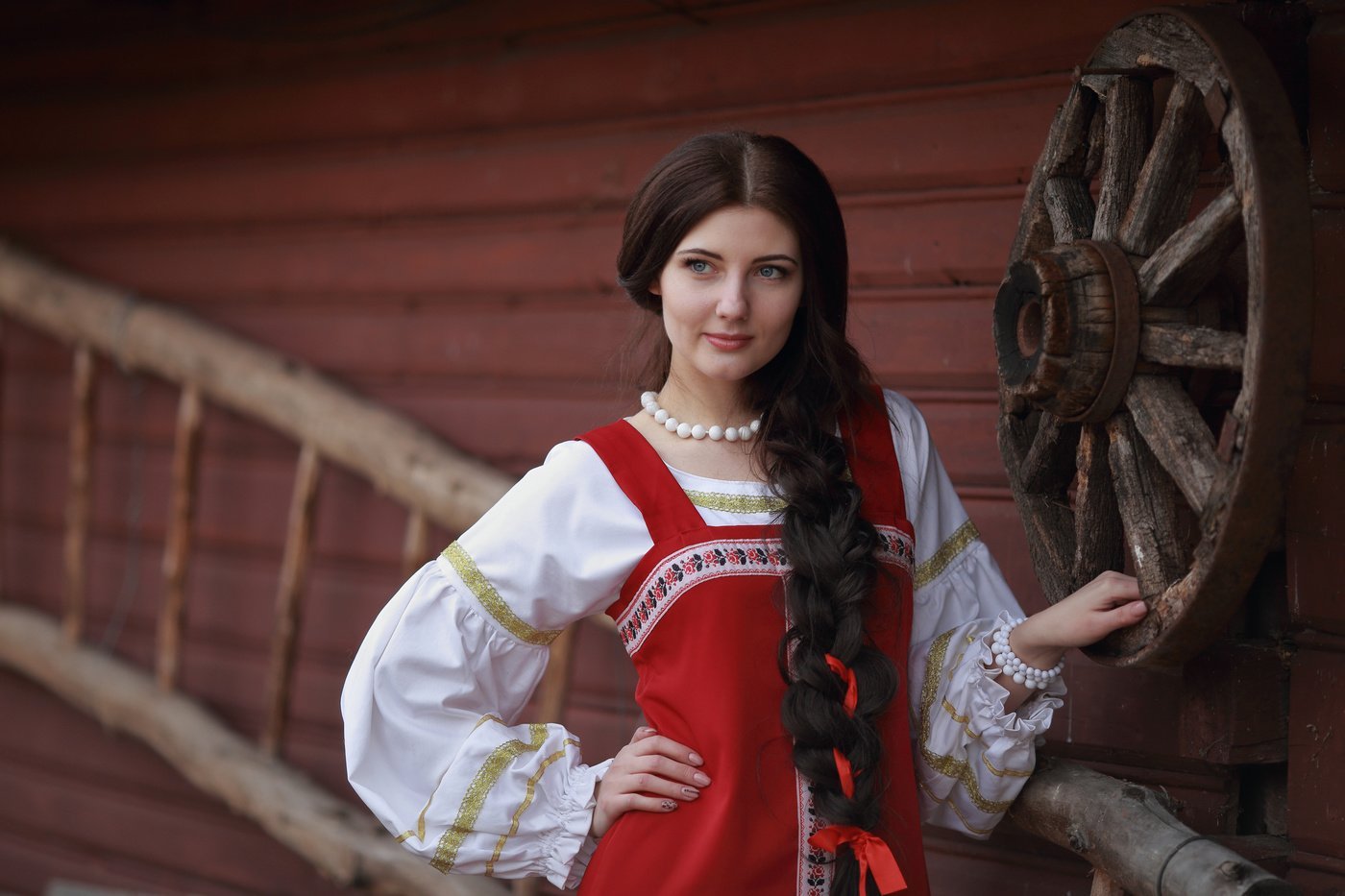 Girls in Slavic costumes in Prague