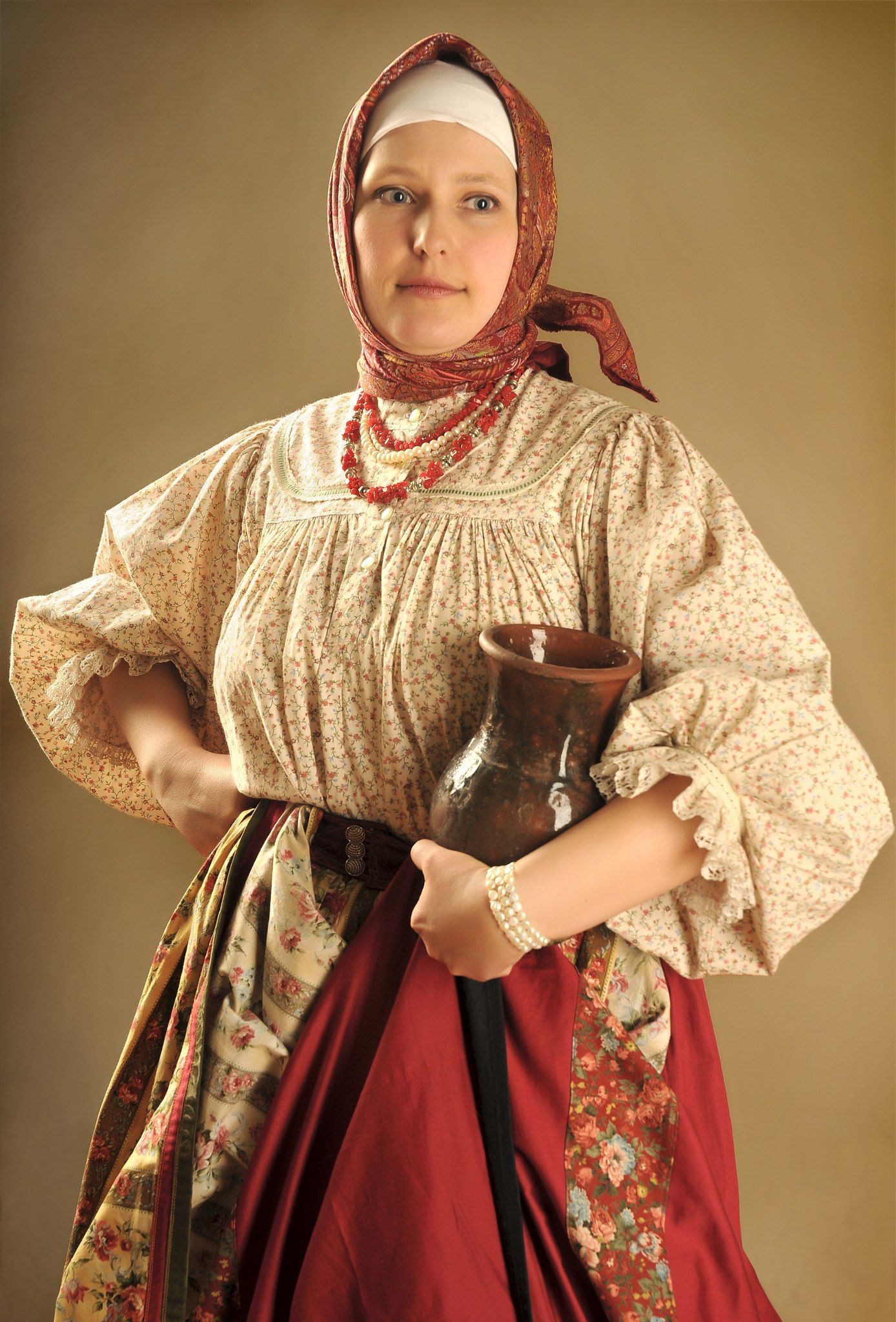 Girls in Slavic costumes in Prague