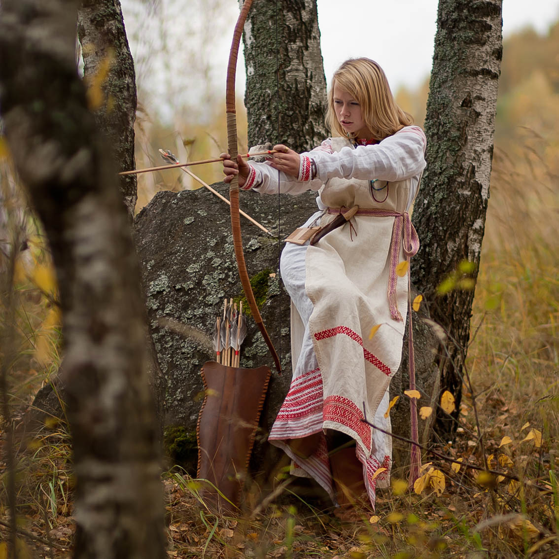 Sexy photo Girls in Slavic costumes in Prague
